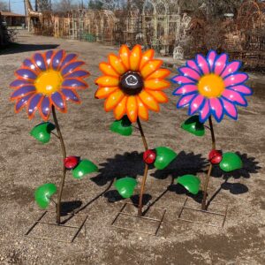 Multicolor Daisy flower with ladybug on stand (color may vary)
