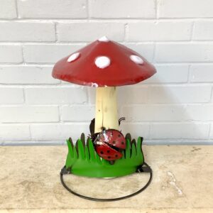 15”H mushroom with ladybug (color may vary)
